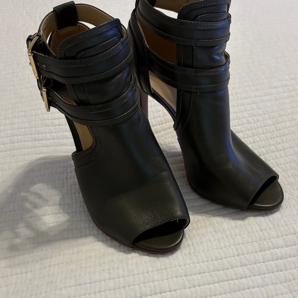 Michael Kors Black Peep-Toe Heeled Boots - Picture 1 of 5